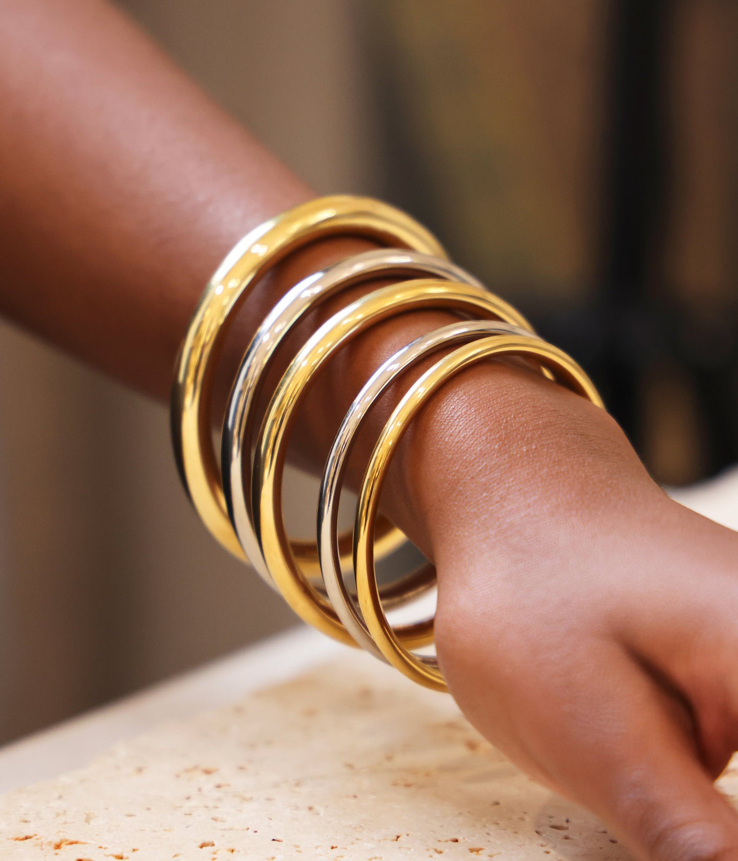Bracelet Jonc Icy (Acier doré)