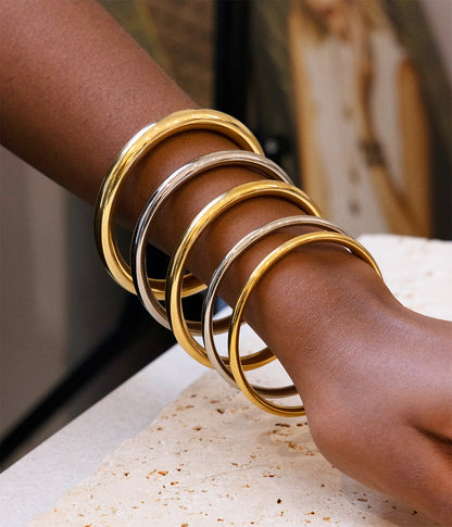 Bracelet Jonc Stormy (Acier doré)