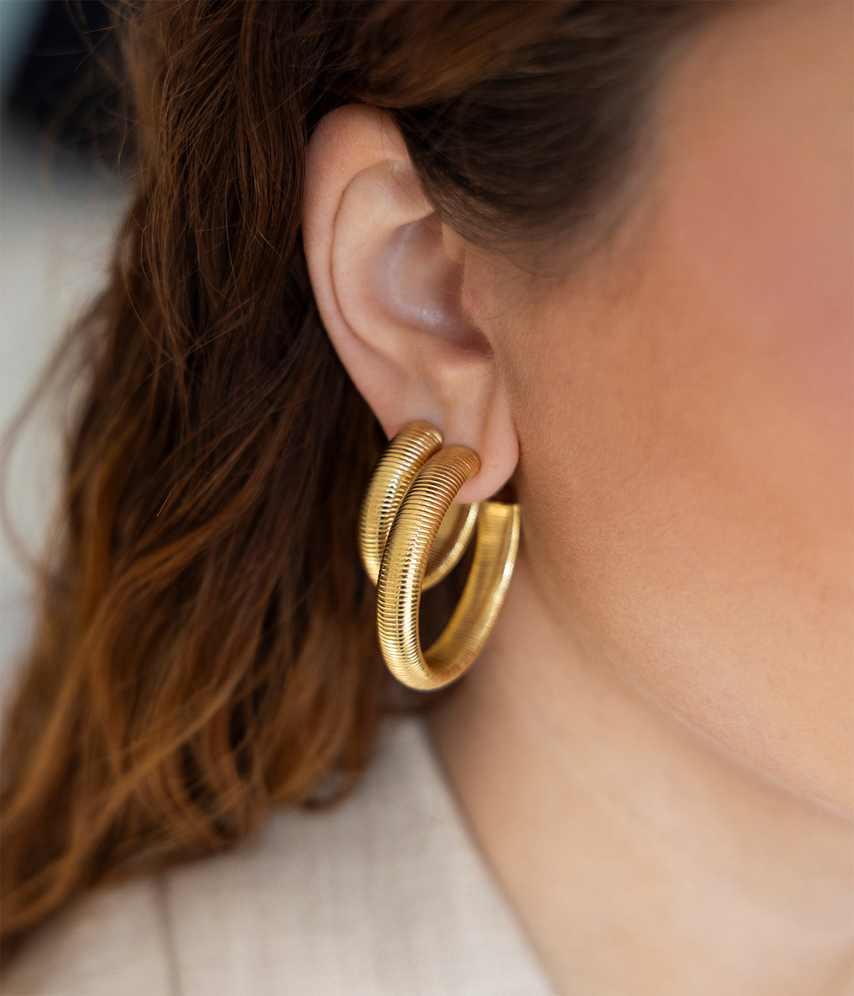 Boucles d'oreilles Itach (Acier doré)