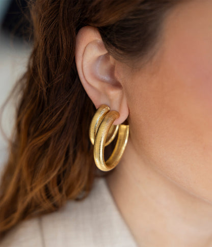 Boucles d'oreilles Itach (Acier doré)