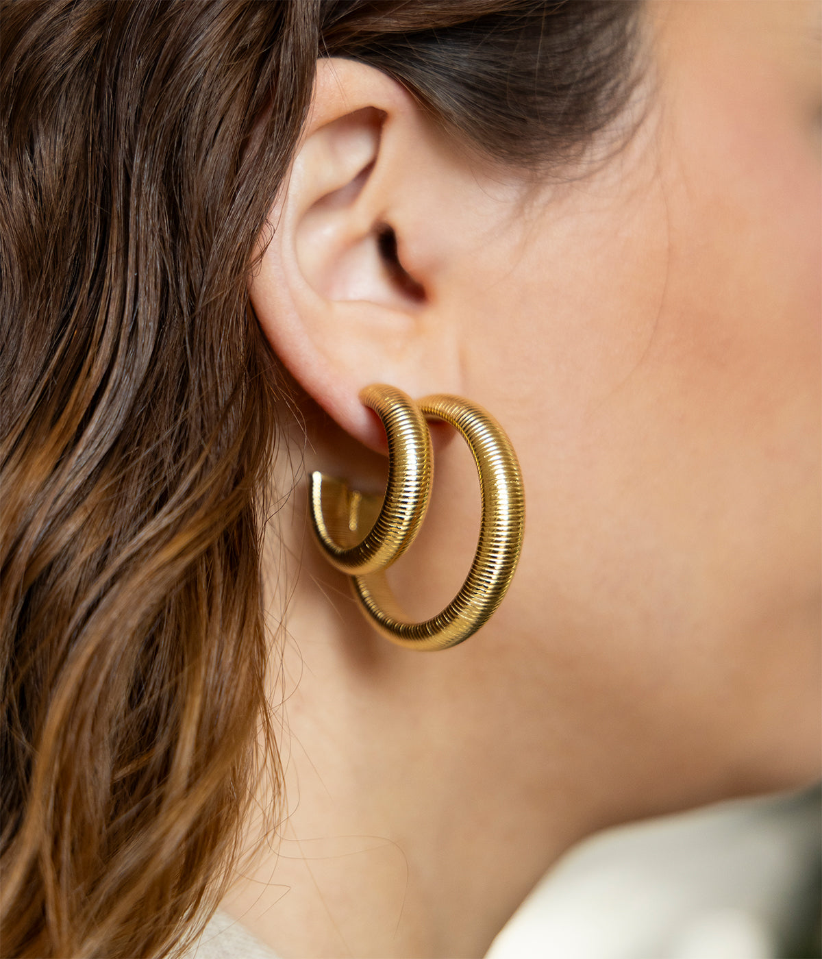 Boucles d'oreilles Kaneko (Acier doré)