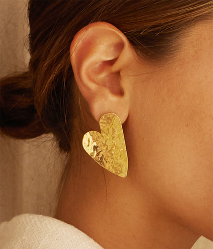 Boucles d'oreilles Coracao (Acier doré)