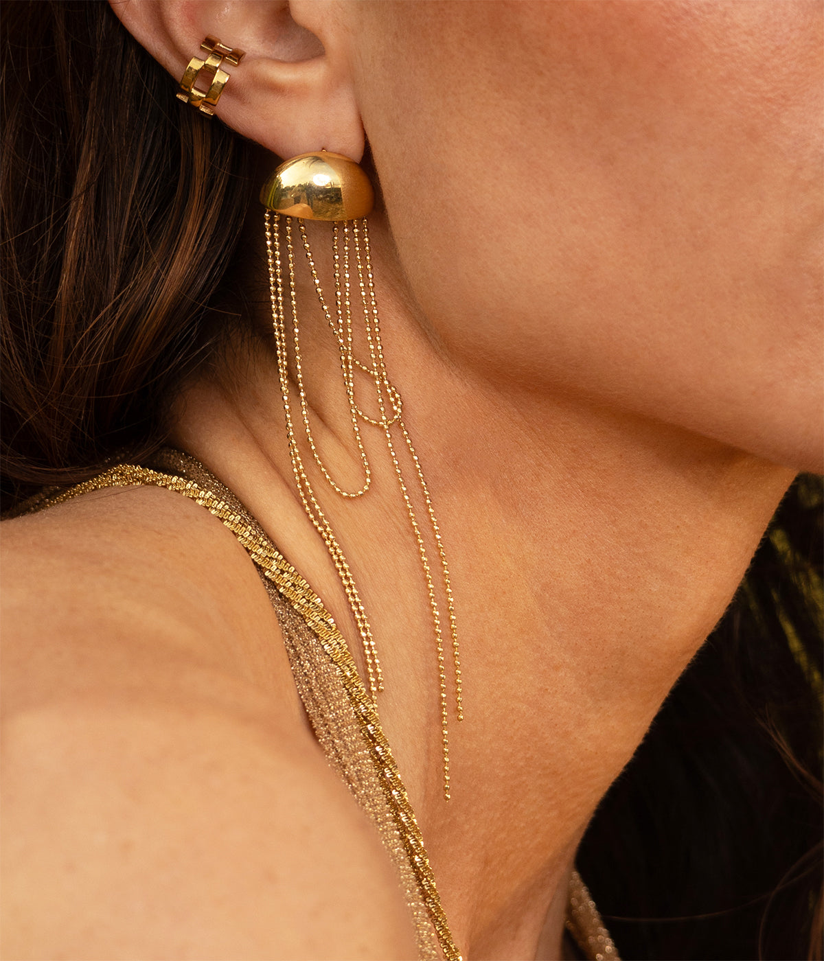 Boucles d'oreilles Fuka (Acier doré)