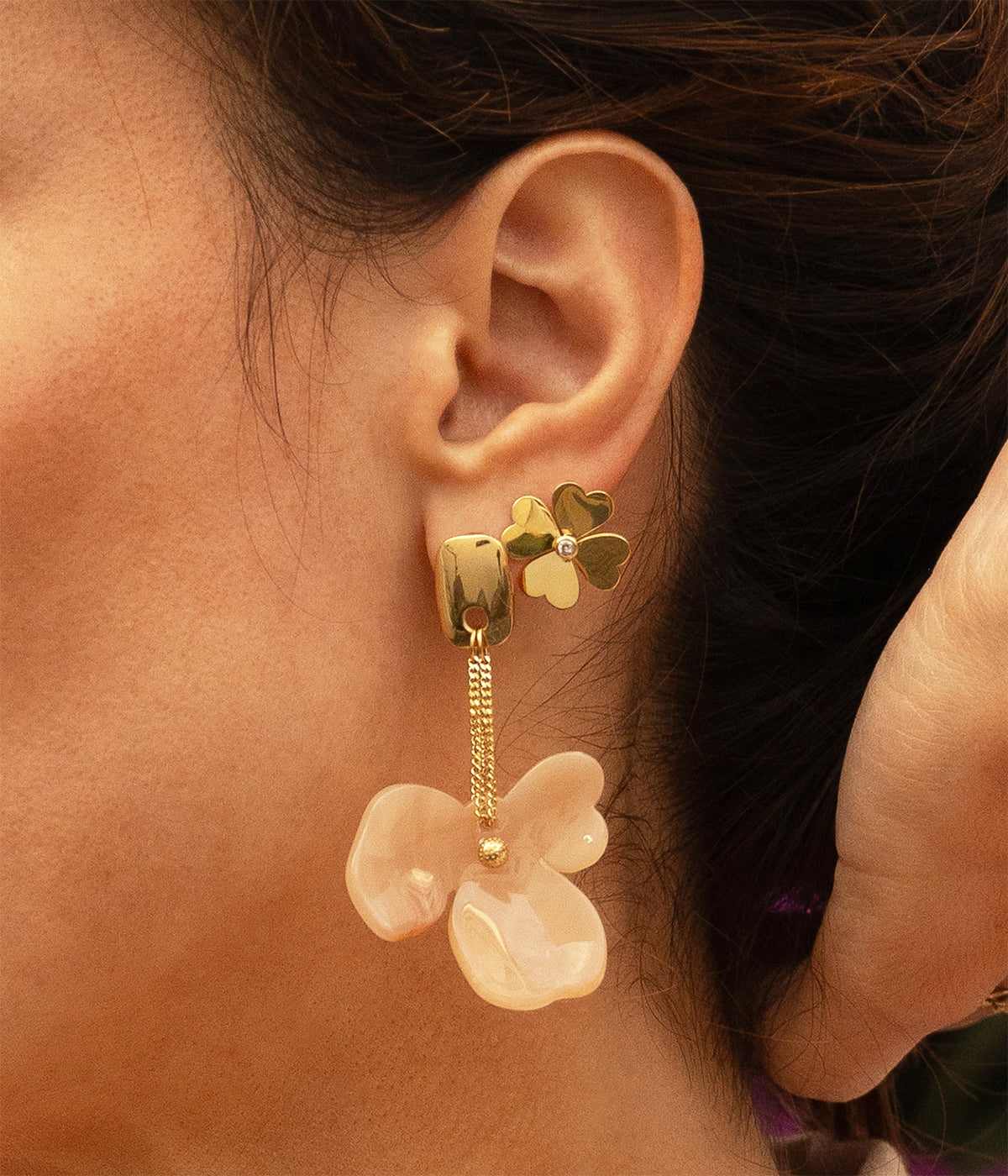 Boucles d'oreilles Hanabi (Acier doré)