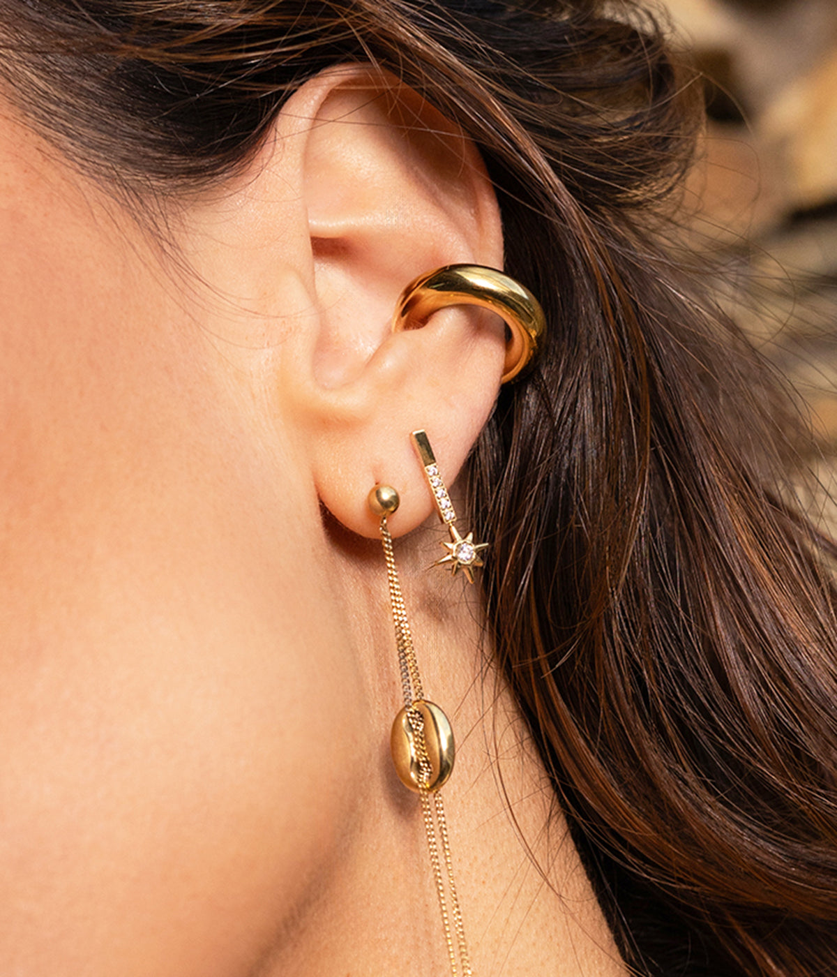 Boucles d'oreilles Dispara (Acier doré)
