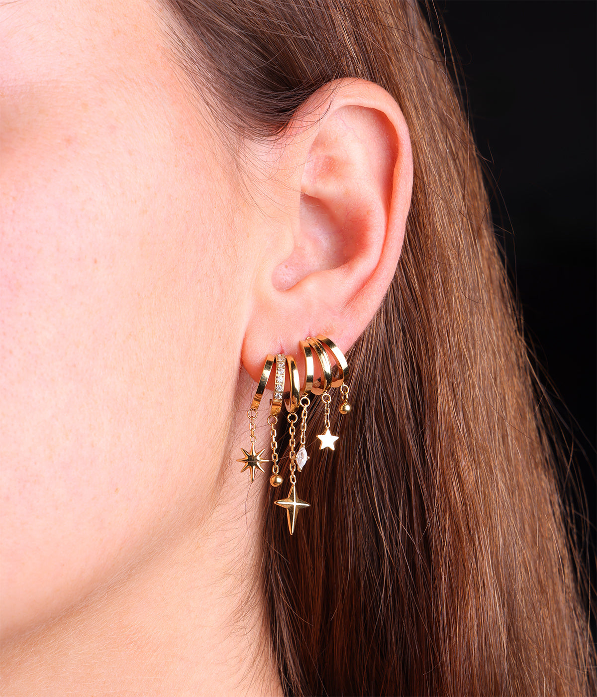 Boucles d'oreilles Abril (Acier doré)