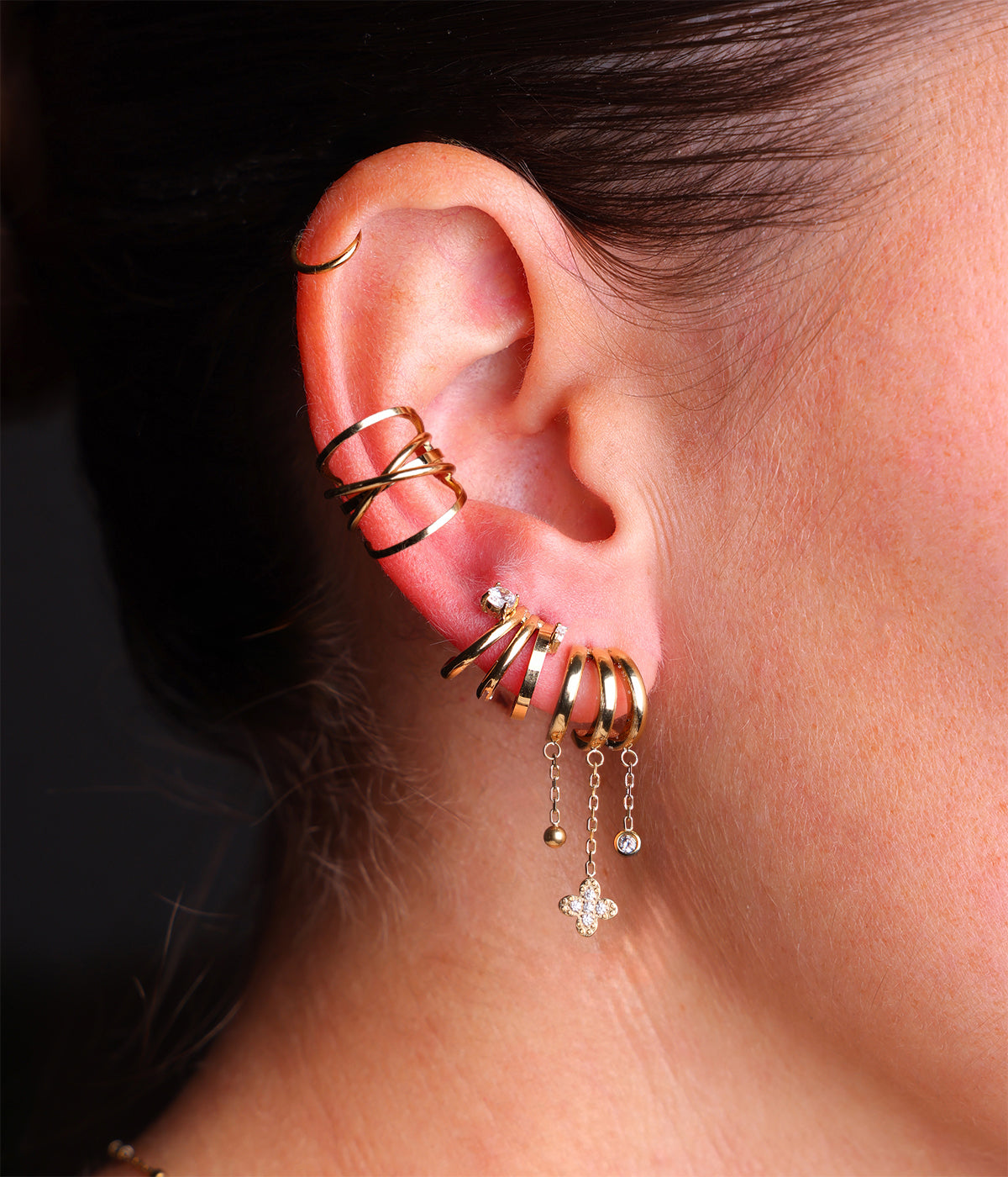 Boucles d'oreilles Cristina (Acier doré)