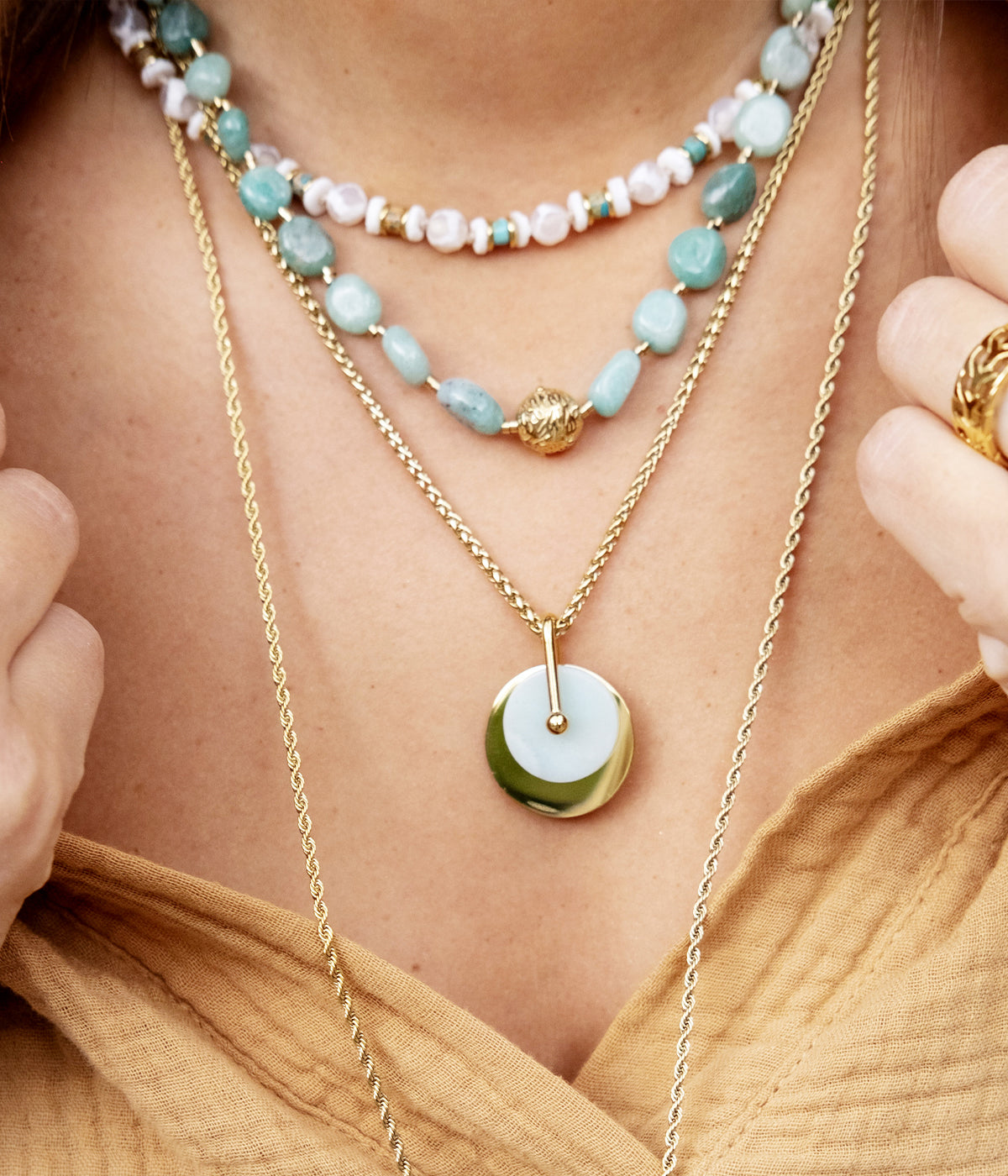 Collier Lime (Acier doré)